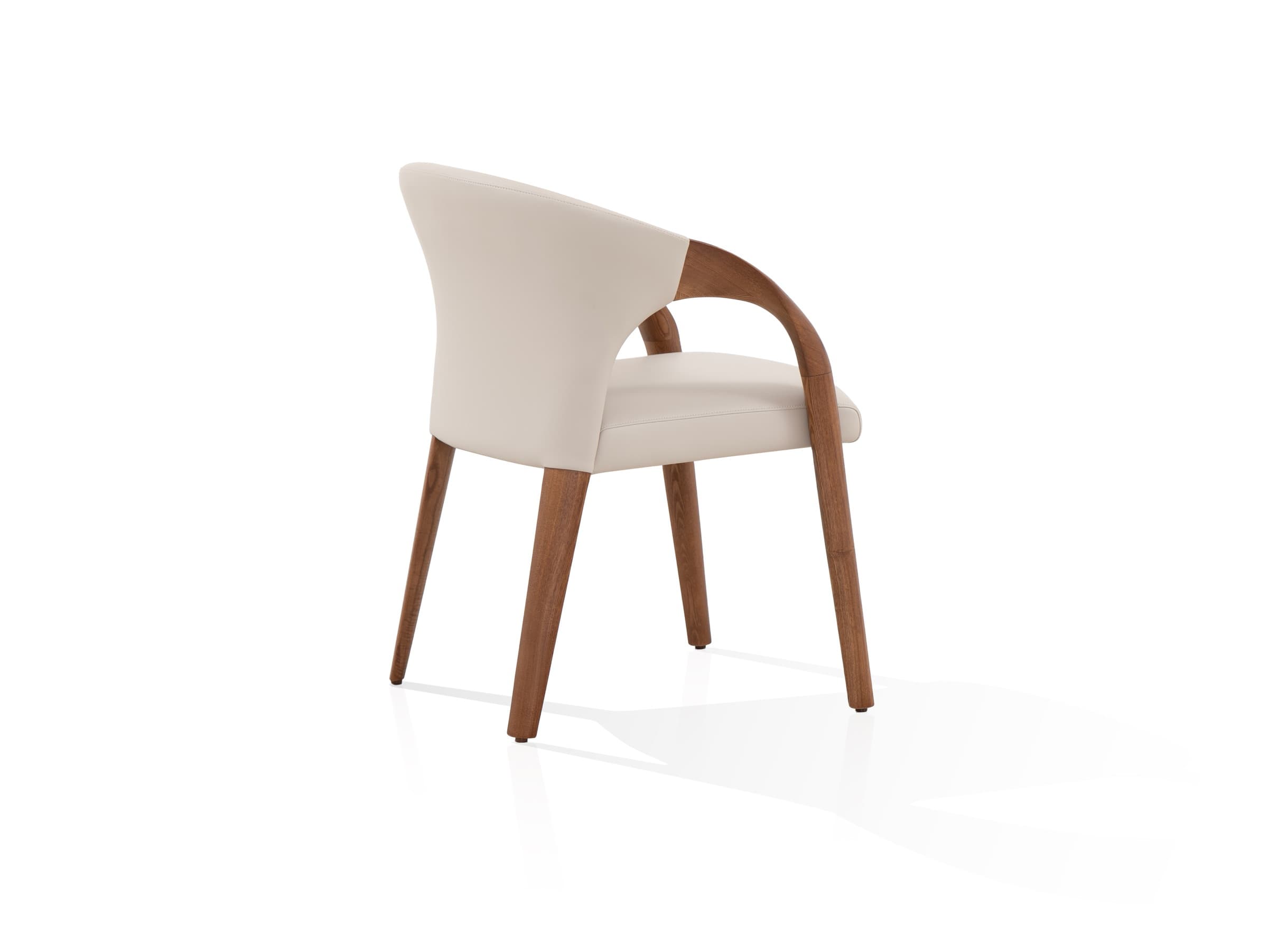 6-ACH-19075 three-quarter view of the cream and walnut dining armchair