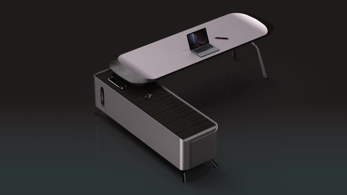 A-T03 executive desk, three-quarter view
