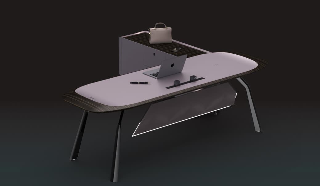A-T03 executive desk, front three-quarter view