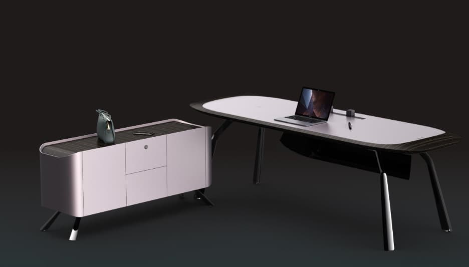 A-T03 executive desk with a side credenza