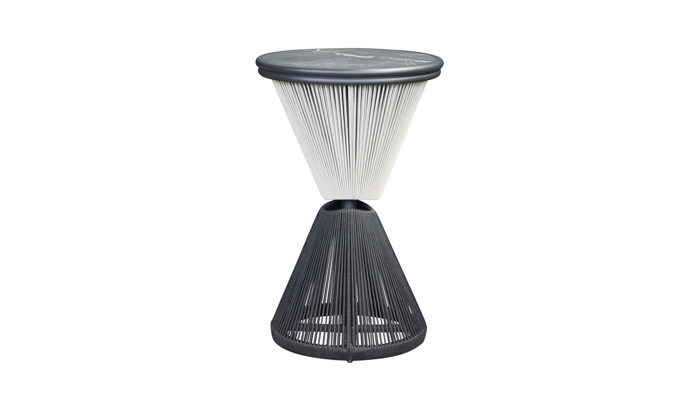 BP-1011 round outdoor side table with a stone top — view 2