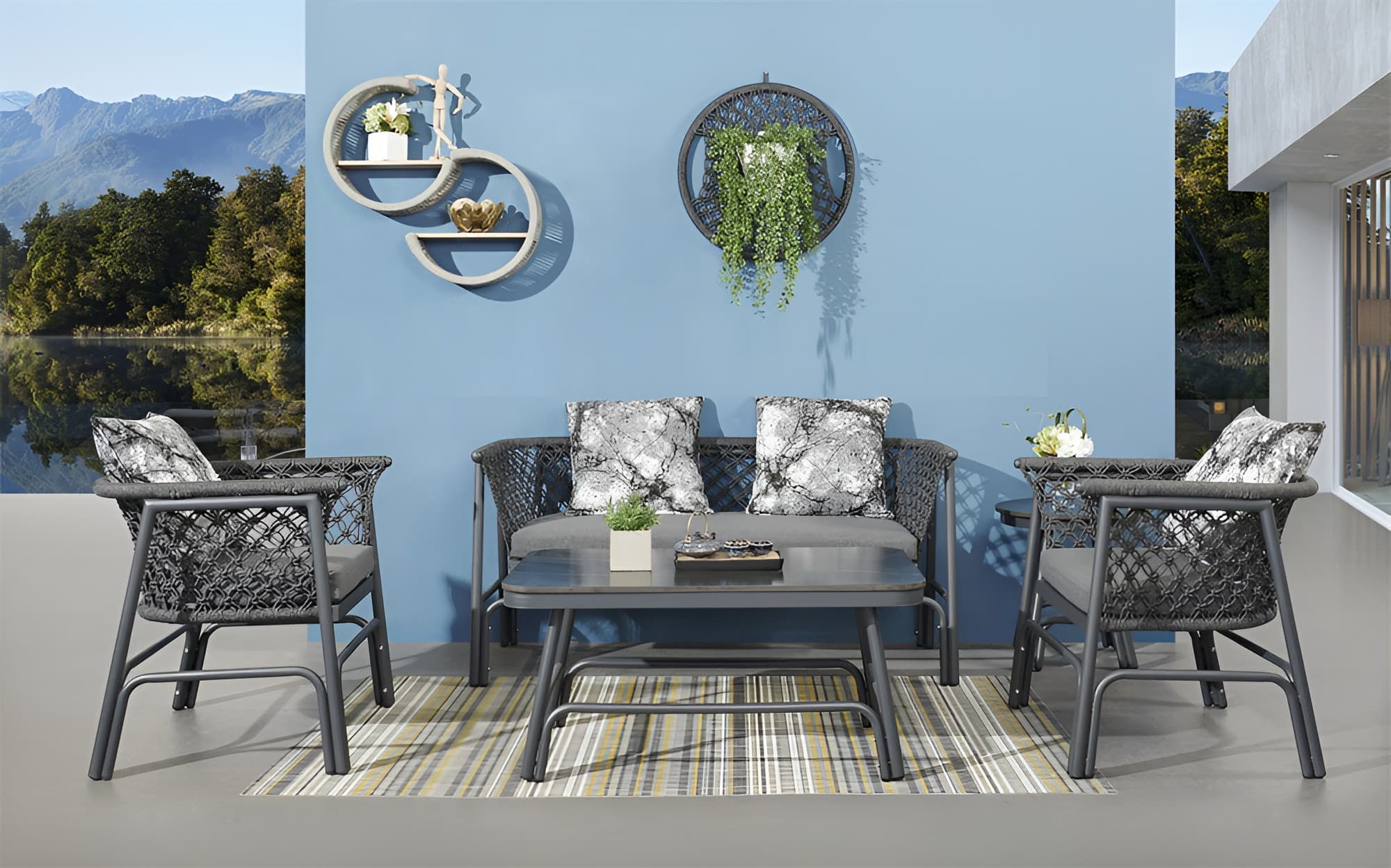 BP-2039 outdoor sofa set with armchairs and a coffee table — view 2