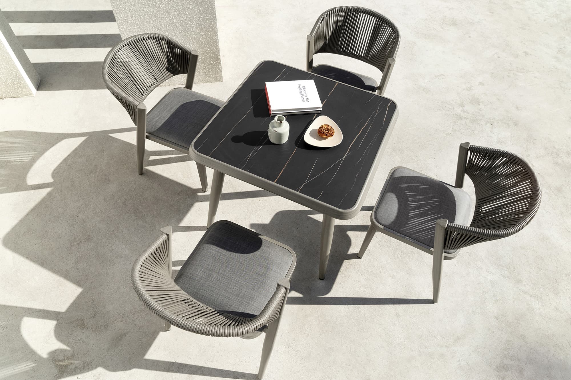 BP-3232-S outdoor dining chair in pale rope weave with a wooden frame — view 11