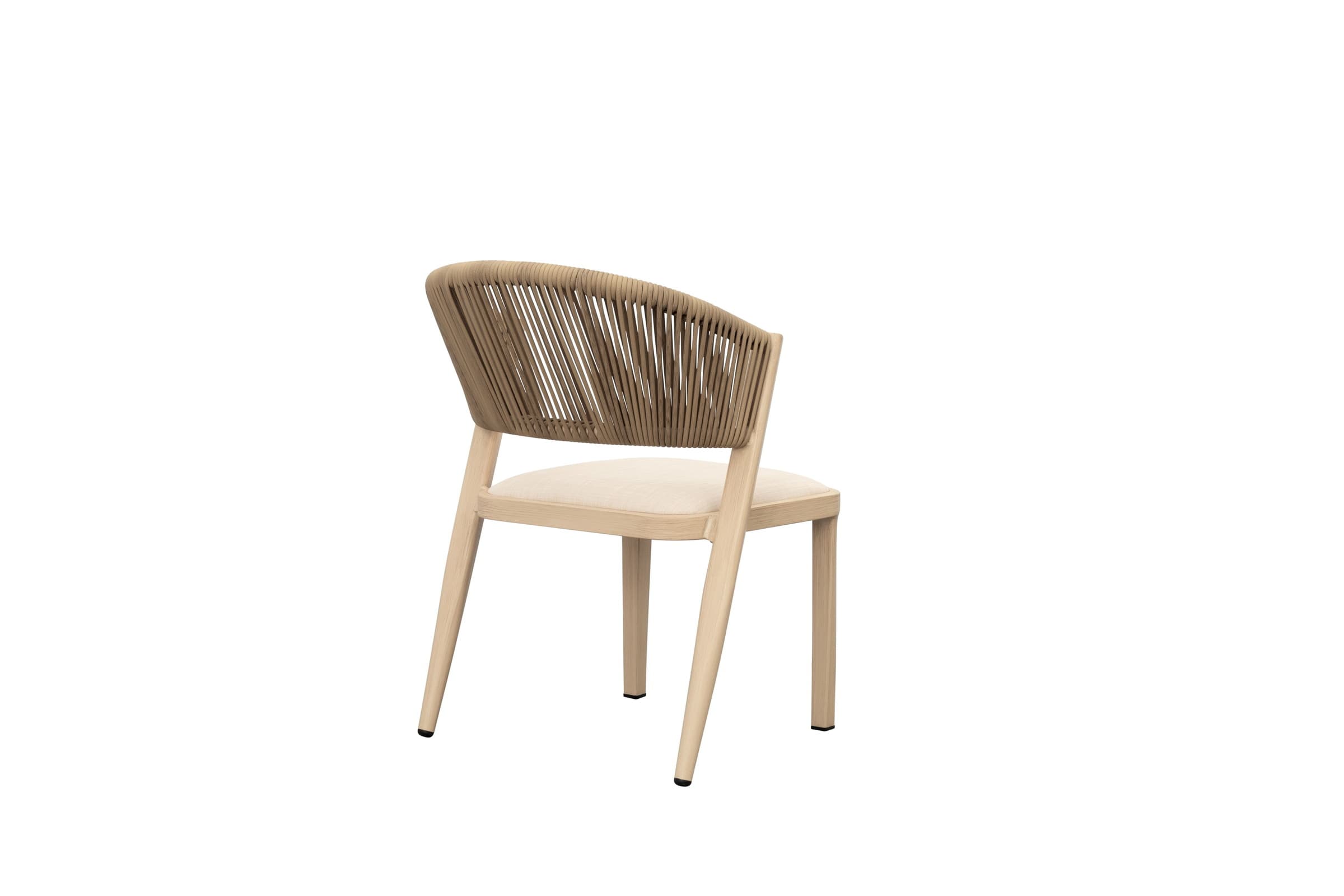 BP-3232-S outdoor dining chair in pale rope weave with a wooden frame — view 2