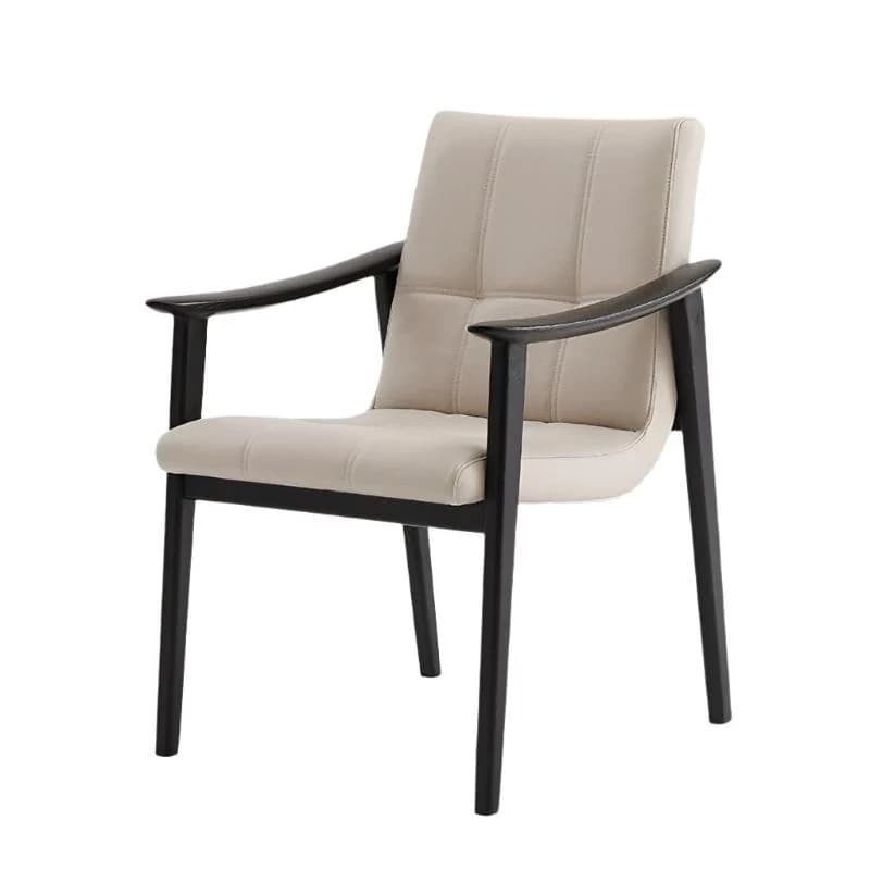 BRFCY-151 dining armchair with a cream leather seat and dark wood frame