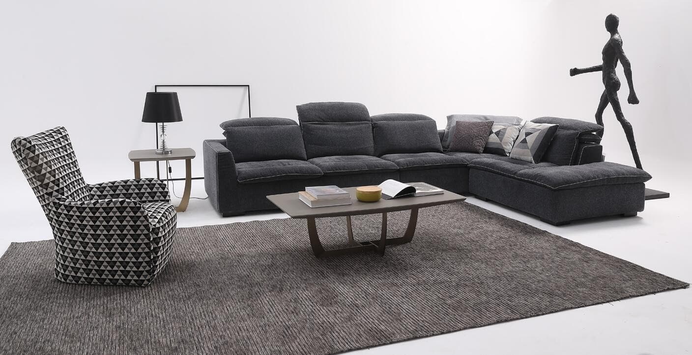 EVA corner sofa in dark grey with adjustable headrests — view 5