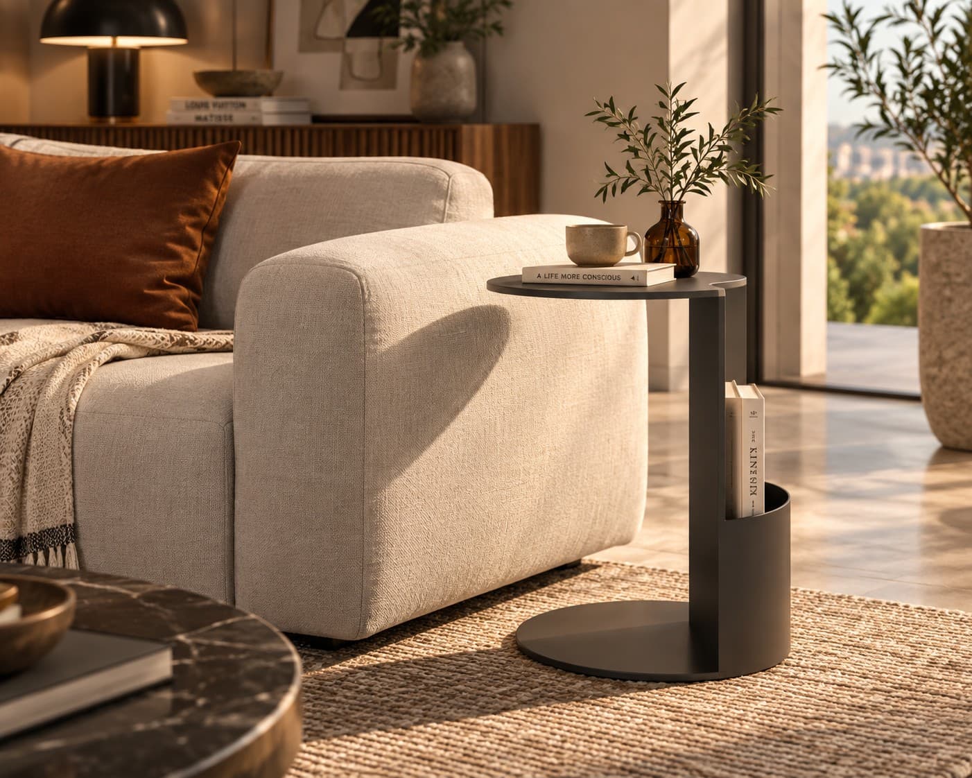 6.13 Round Side Table with Basket