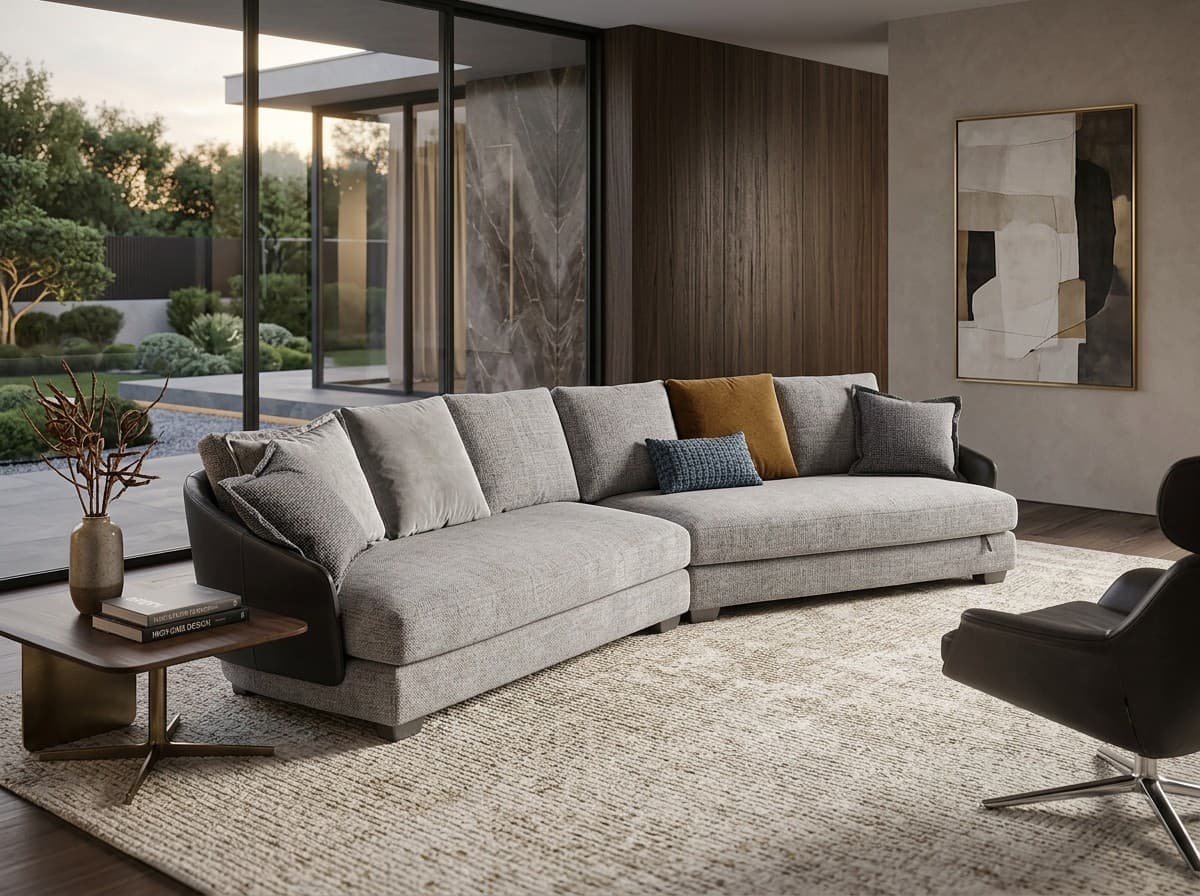 F9603 Fabric Sofa with Leather Shell