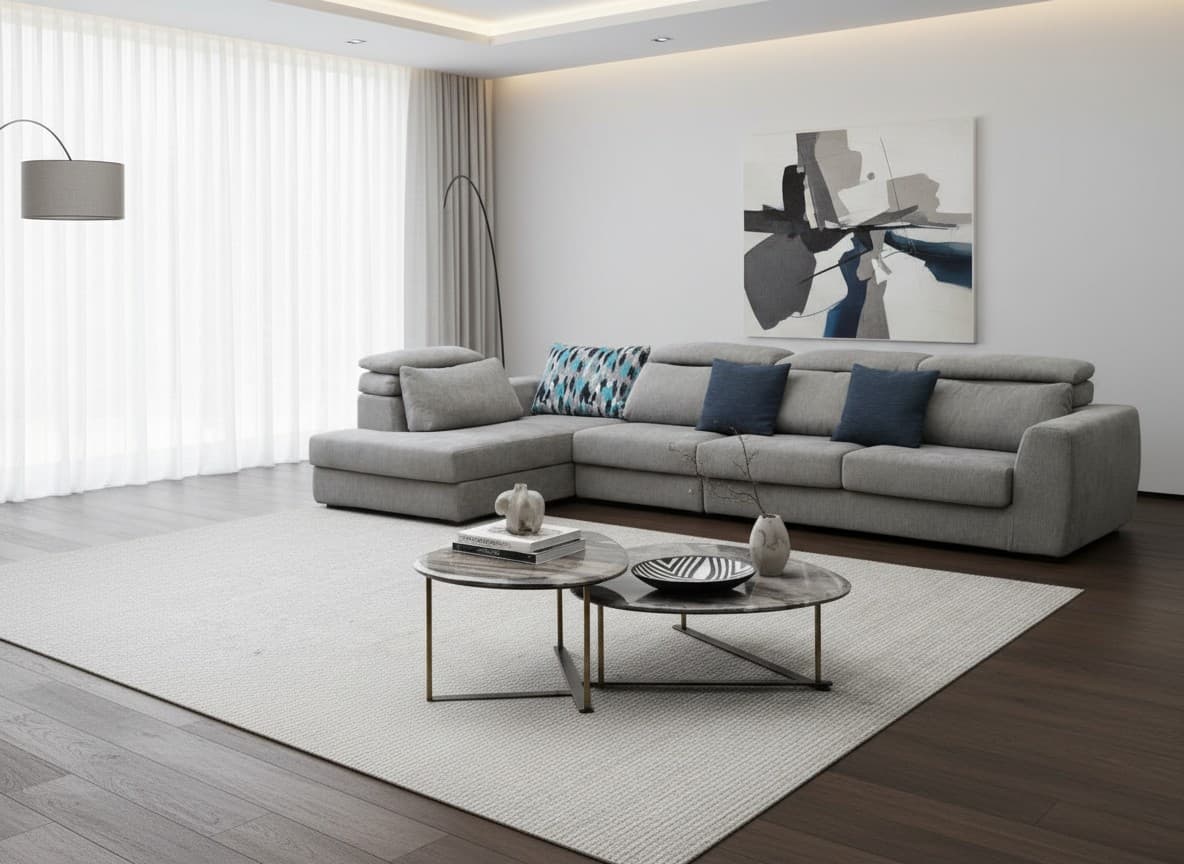 F9701 Fabric Sofa with Adjustable Headrests