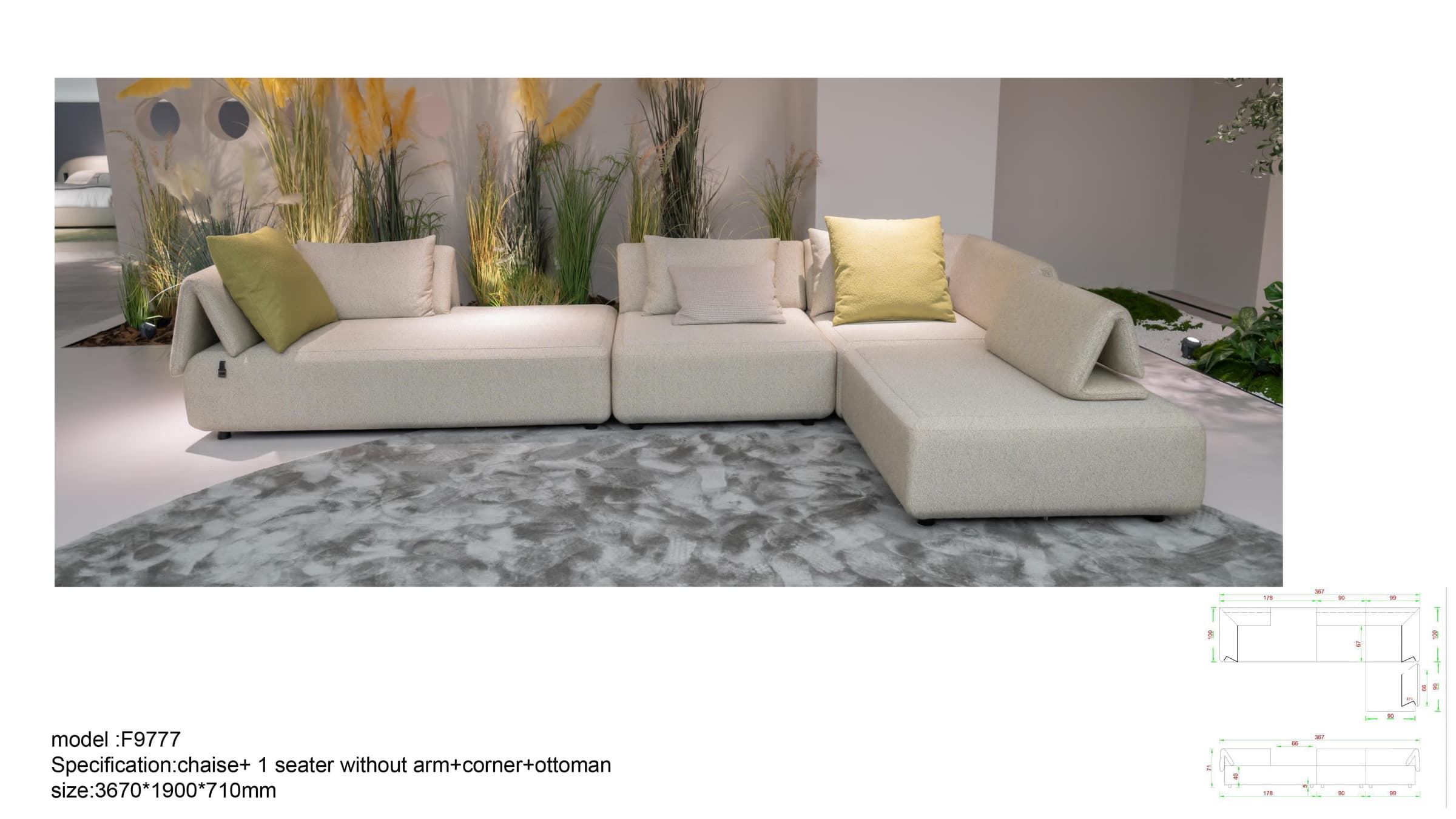 F9777 Low Modular Boucle Sofa