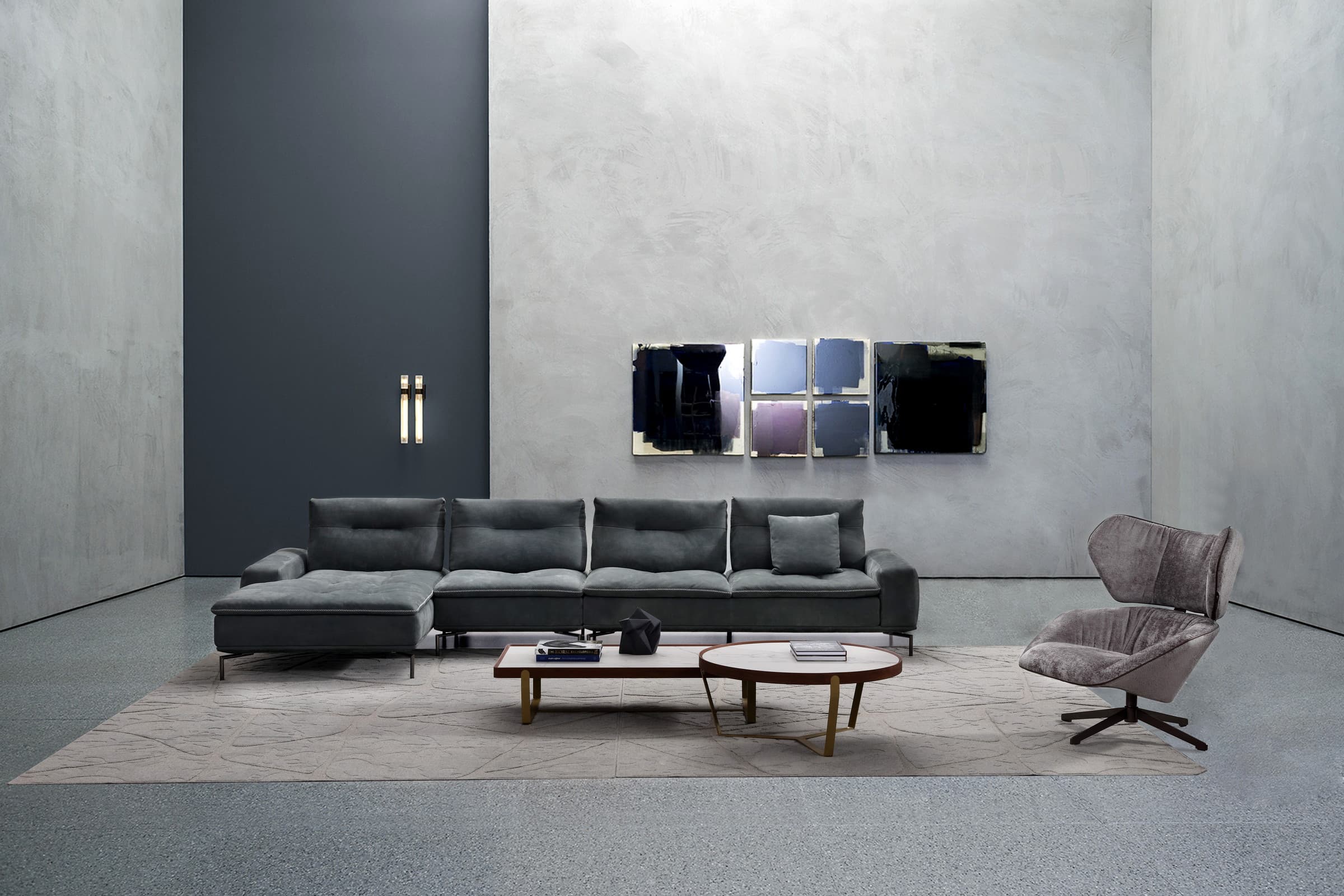F9657 Velvet Chaise Sofa
